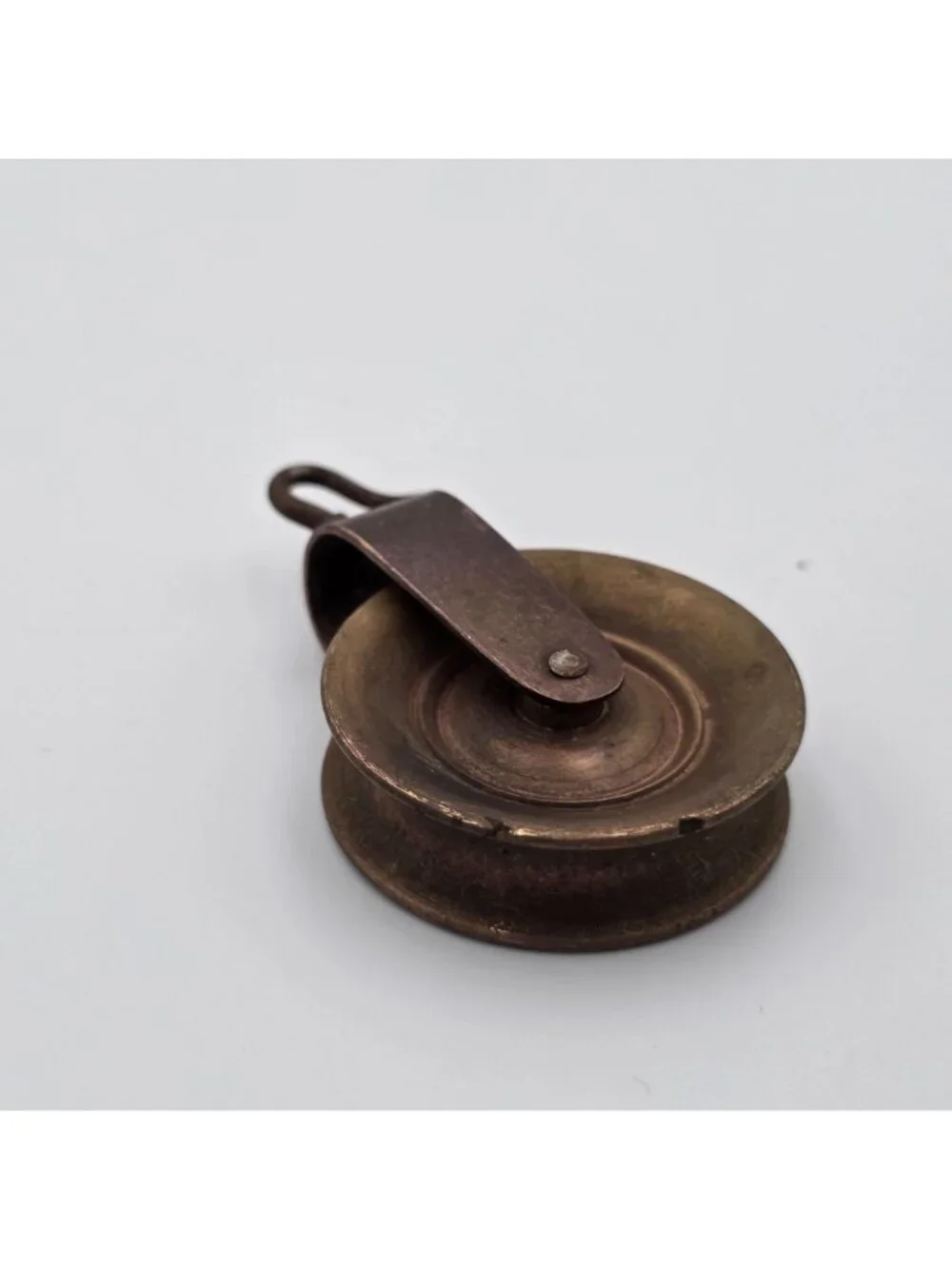 Antique Dutch Clock Brass & Copper Metal Pulley With Hook